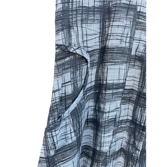 Cynthia Ashby Women's L Large gray plaid Linen longsleeve button up dress - Picture 10 of 13